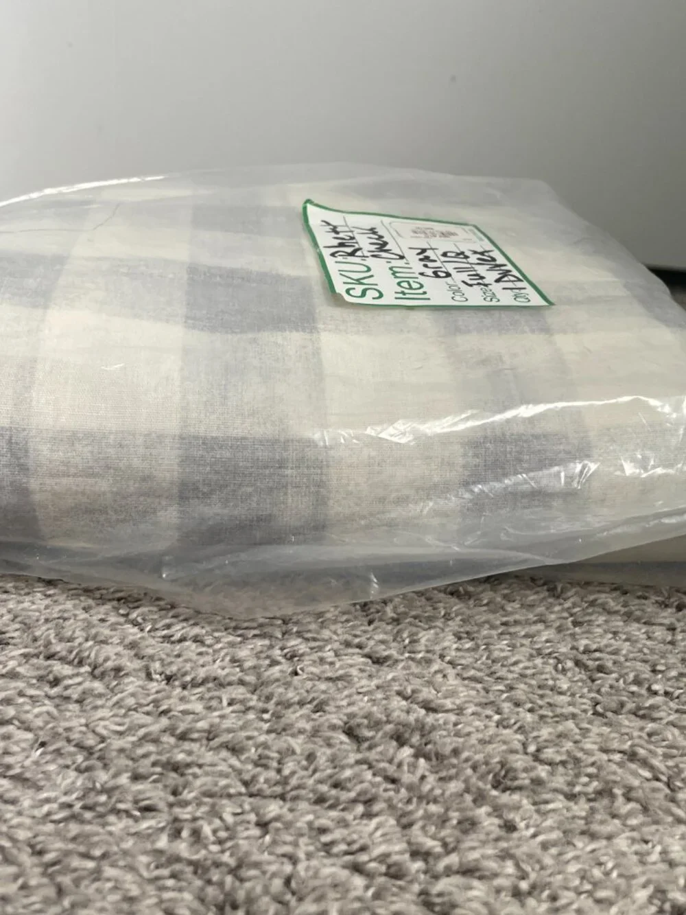 NWT Pottery Barn Rhett Check Duvet Cover in grey - Full/Queen